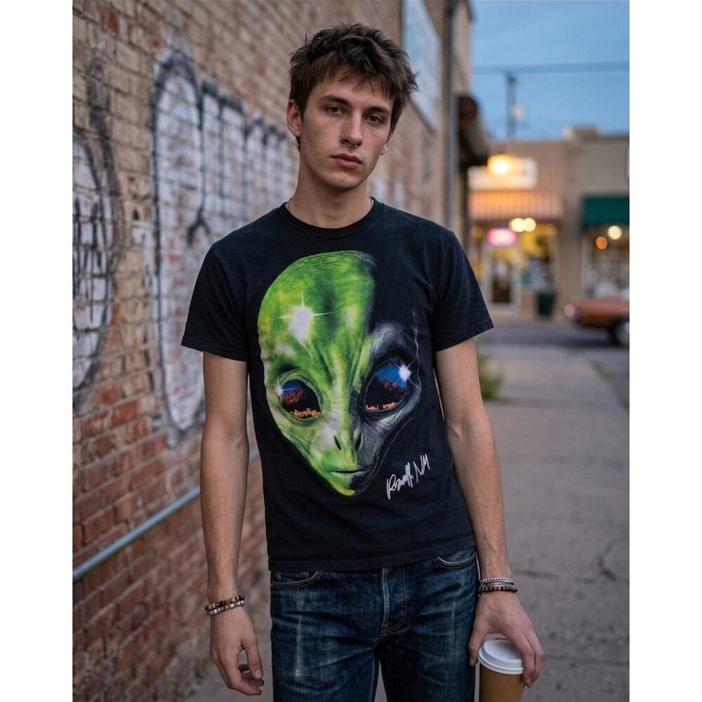 Strange Daze Roswell NM Alien Graphic Tee Small UFO T Shirt